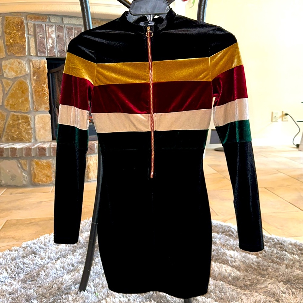 Long sleeve velour dress